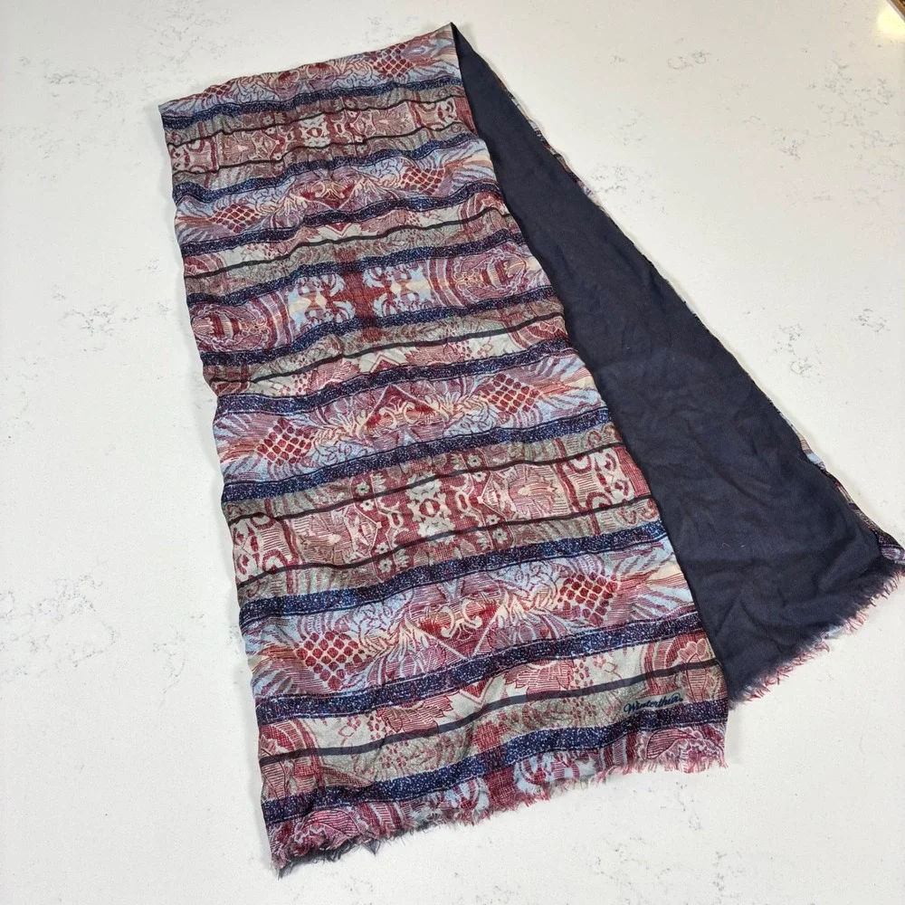Winterthur Scarf Silk Wool Damask Stripe Fringe Japan Luxury Formal Preppy